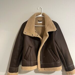 Leather bomber jacket